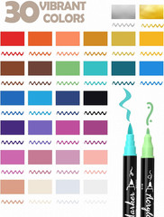 30 Colors Dual Tip Acrylic Paint Markers, Premium Brush&Fine Acrylic Paint Pens