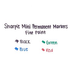 Sharpie Mini Permanent Markers, Fine Point, 1 Count (Pack of 4), Assorted