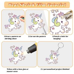 140 Pcs Shrink Plastic Sheets Keychain Making Kit, 20 Heat Shrinky Dink Paper…