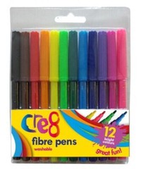 Fibre Pens, 12 Colours