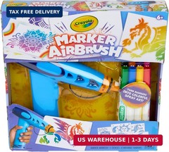 Crayola Marker Airbrush Spray Art Kit, Battery-Powered Sprayer with 8 Washable M