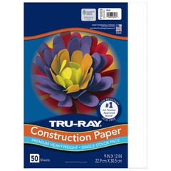Pacon Tru-Ray Heavyweight Construction Paper, White, 9 x 12, 50 Sheets