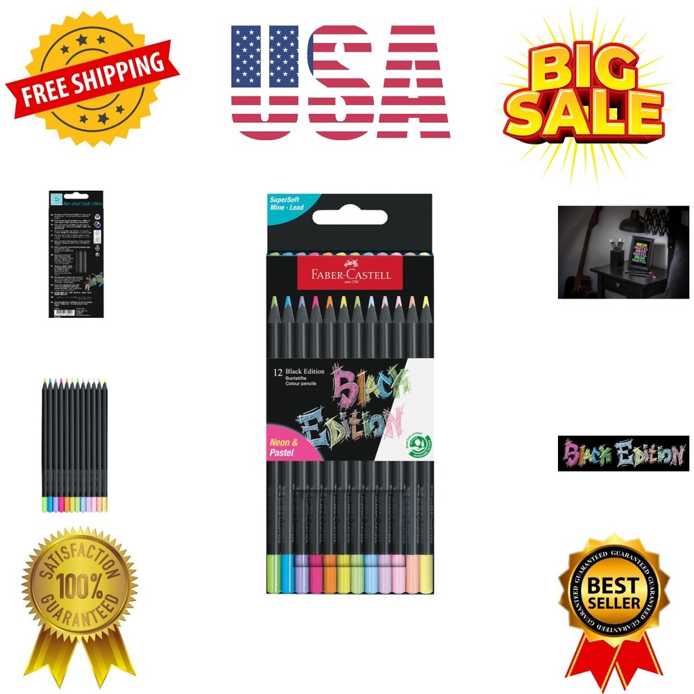 Black Edition Colored Pencils, Neon & Pastel, Spring Craft Supplies