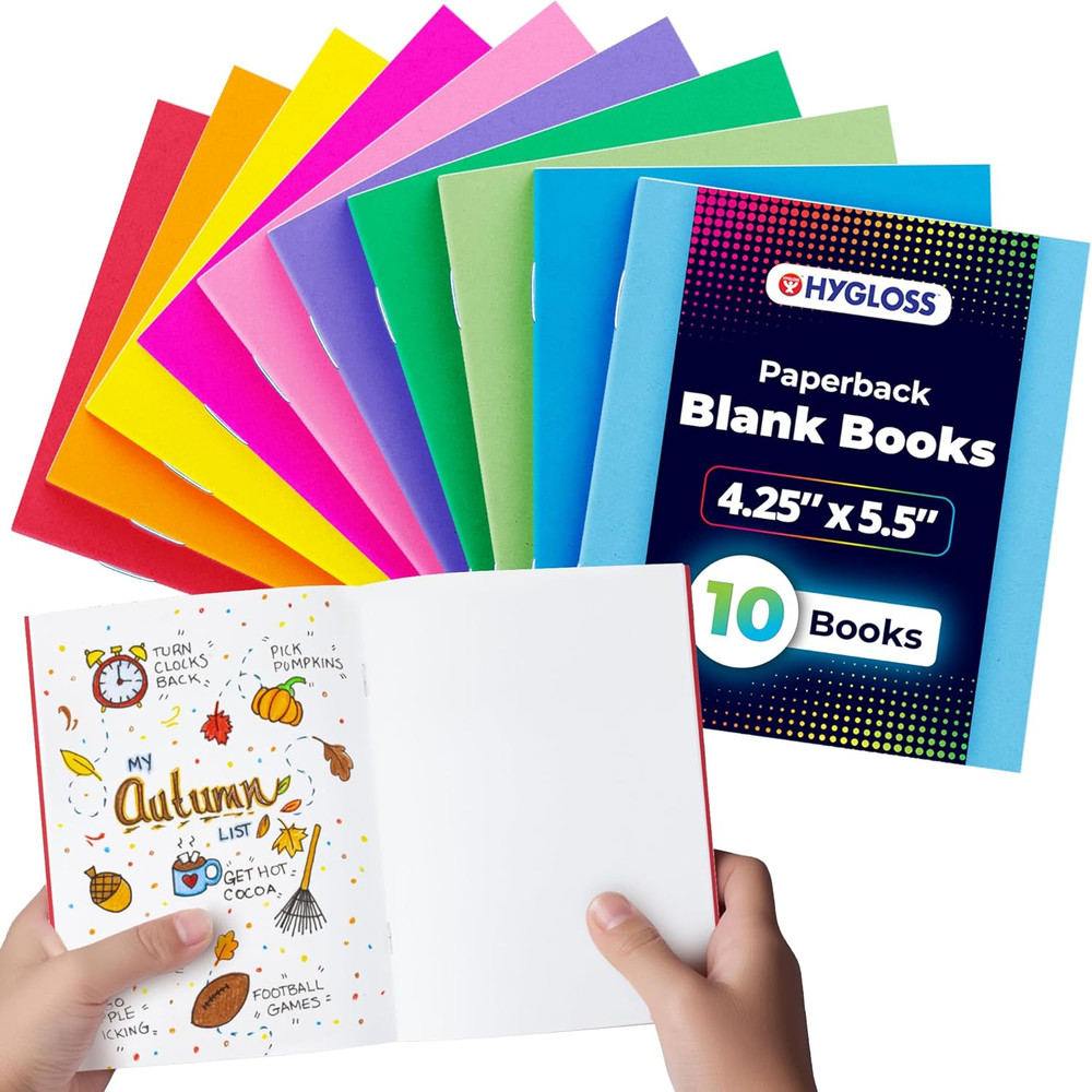 Blank Books – Bulk 10 Pack – 4.25″ X 5.5″ A6 Assorted Colors – Paperback Blank B