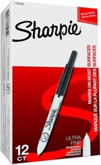 Retractable Black Permanent Markers, Ultra Fine Point, 12 Count for Creative Use
