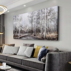 White Birch Tree Wall Art Grey Forest Painting Abstract Canvas Art Landscape …