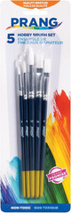 Hobby Five-Brush Set, Assorted Sizes, Natural Hair, Flat; round Profiles, 5/Set