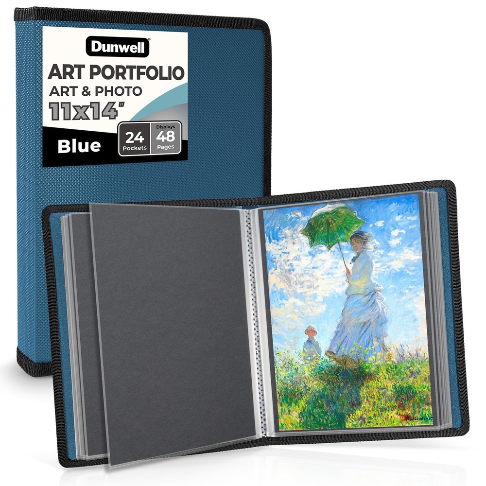 Dunwell 11×14 Art Portfolio Binder with 11×14″ w/ BLK Paper, Cobalt Blue