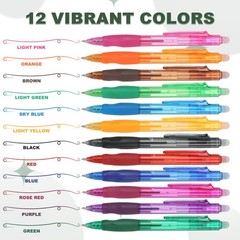 6Pcs Erasable Gel Pens, Retractable Fine Point 0.5mm Marking Pen, Rose Red