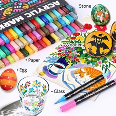 120 Colors Acrylic Paint Marker, Dual Tip and Dual Colors Acrylic Paint Pens for