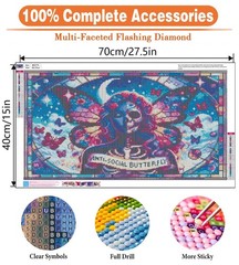 Large Diamond Painting Kit for Adults, Skull Large Diamond Art Kit, DIY Full Dri