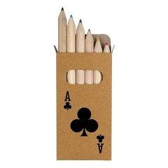 6 x ‘Ace Of Clubs’ Short 85mm Pencils / Coloured Pencil Set (PE00081464)