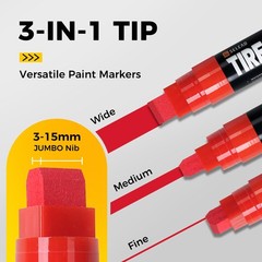 Tire Marker White Red – 8 Pack Paint Pens for Car Tires Lettering, Premium Profe