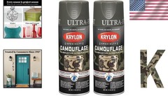 Camo Paint Spray, Olive, Matte Finish, 11oz x 2