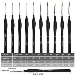 PSISO 10 PCS Miniature Paint Brushes Kit, Fine Detail Painting Brush Micro