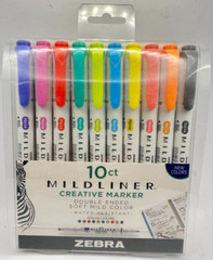 T36 Zebra Pen Mildliner, Double Ended Highlighter, Broad and Fine Tips, 10 Count