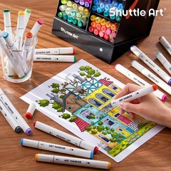 Shuttle Art 89 Colors Alcohol Markers, 88 Colors Dual Tip Art Marker Set Plu…