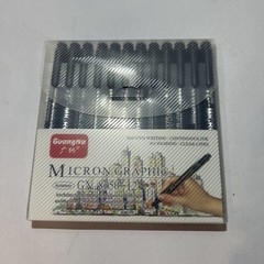 GuangNa Micron Graphic Fineliner Pen Set, Matte Black, 12pcs GN.8050-12