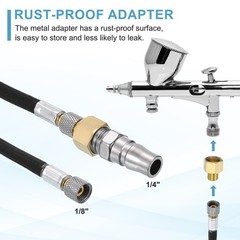 2Pcs 10ft Braided Nylon Air Pipe with 1/4″ Adapter, Black