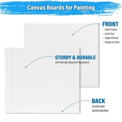 54 Pack Canvas with Easel Set 8 x 10 Inch Boards 8×10 inches, white