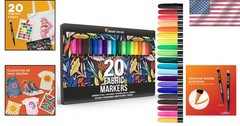 Multicolor Fabric Markers – 20 Fine Point Pens for Artistic Creativity on Fabric