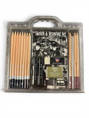 Nicole 18 Pc Sketch & Drawing Set PRO 3078 Charcoal Pencils Art Kit New