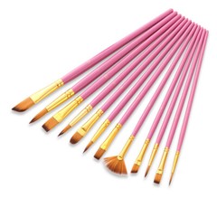 Sturdy Construction Paint Brush Set 12Pcs for Oil Acrylic Painting Watercolor