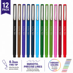Marvy Uchida LePen 12 Piece Set Writing Pen, Primary Colors