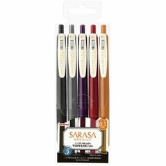 Zebra Gel Ball Pen SARASA JJ15-5C-VI2 0.5mm Vintage 5 Color Set Japan free ship
