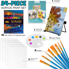 Art Paint Set for Kids, Painting Supplies Kit with 5 Canvas Panels, 8 Brushes, 1
