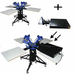 3 Color 4 Station Silk Screen Printing Kit with Flash Dryer Exposure Unit New