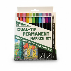 24 Count Dual-Tip Permanent Marker Set ((NIB))