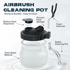 Airbrush Cleaning Kit – 4 x 4.05 fl oz Cleaner, Glass Pot, for Acrylic & Water-B