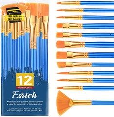 Paint Brushes Set,1Pack/12Pcs Nylon Hair Round-Pointed Tip Acrylic Paint Brushes