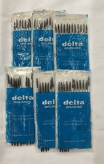 Lot 6 Vintage Delta Artist Paint Brushes Size 8 Total Of 72 Brushes NOS