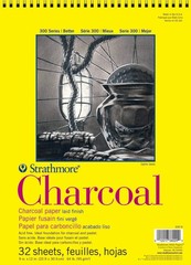 Strathmore 300 Series Charcoal Paper Pad, Top Wire Bound, 9×12 inches, 32 Sheets