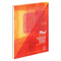 20 Sheets 11 x 15 Cold Press Fluid Watercolor Paper Fold Over Pad 140 lb
