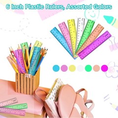 6 Inch Rulers, Colored Clear Centimeters 6 Inches, assorted colors
