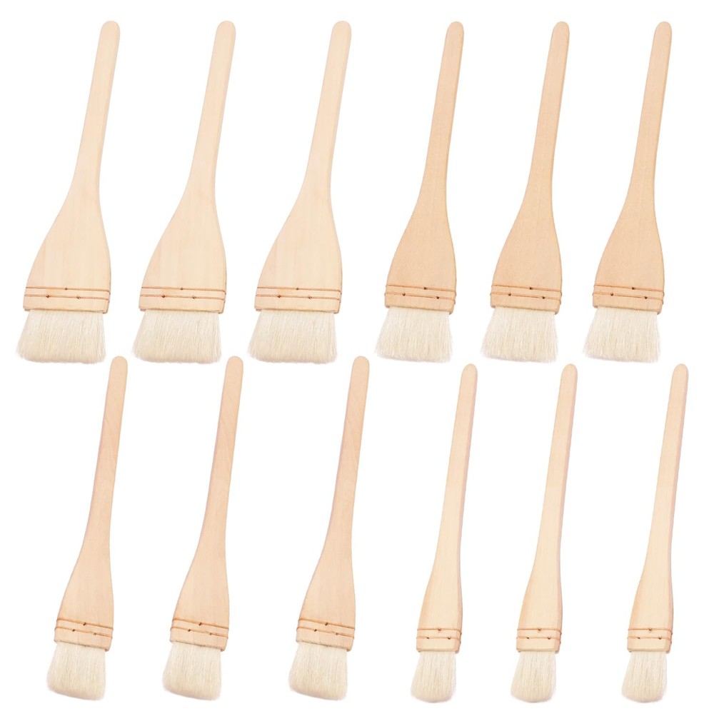 Hake Brush Set 12 Pack 1-2.5 Inch Flat Goat Hair Bristles Watercolor Wash Art