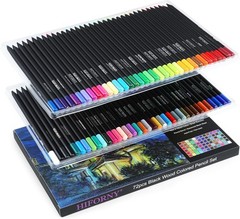 Premium Black Edition Colored Pencils for Adults Coloring – 72 Coloring Penci…