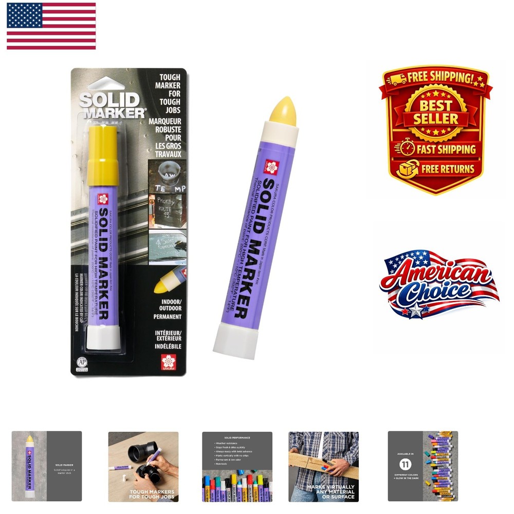 Sakura Permanent Yellow Marker Pen – Fast Drying, Marks Any Surface Effortlessly