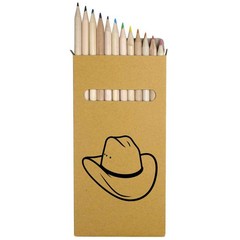 12 x ‘Cowboy Hat Line Art’ Long 178mm Coloured Pencils / Pencil Set (PE00088269)