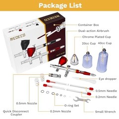 Airbrush Kit 0.2 0.3 0.5mm Dual Action Gravity Feed 9cc 20cc 40cc Cups Set