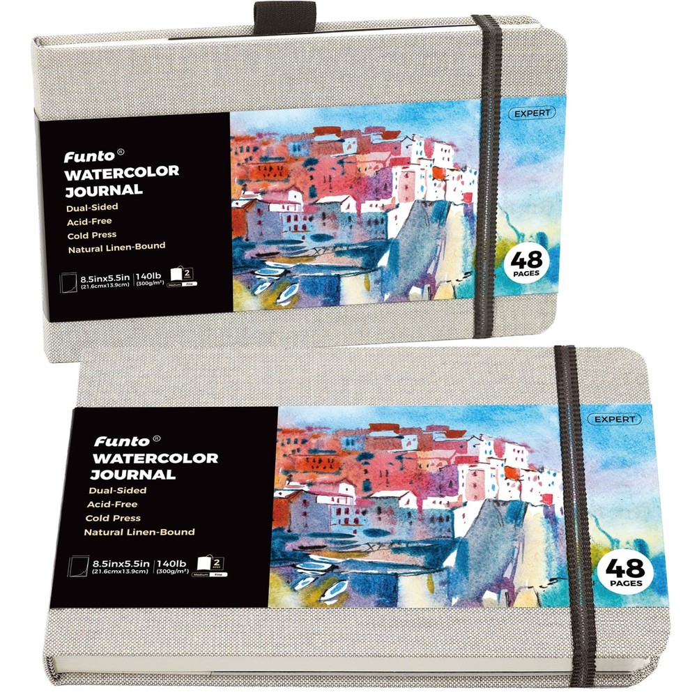 Watercolor Journal 2 Pack 8.5×5.5 48 Pages Each Cold-pressed Mixed Media