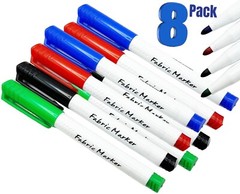 8 Pack Fabric Marker Pens Permanent Colors For DIY Textile Clothes T-Shirt Shoes