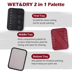 Wet Palette for Miniatures with 11 Brushes, Palette Paper, Sponges