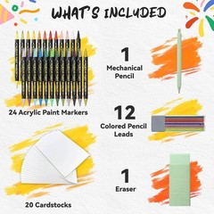 24-Color Dual Tip Acrylic Markers Set for Craft & Art Projects
