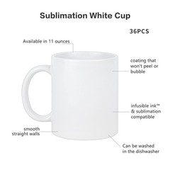 36Pcs 11oz Sublimation Blank Ceramic Coffee Mugs 11 oz – 36 count – White