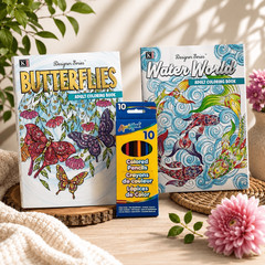 Designer Series Adult Coloring Books Colored Pencil Set Butterflies Water World