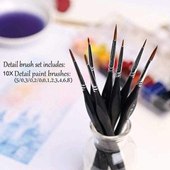 Detail Paint Brushes Set 10pcs Miniature Brushes for Fine Detailing & Art Pai…